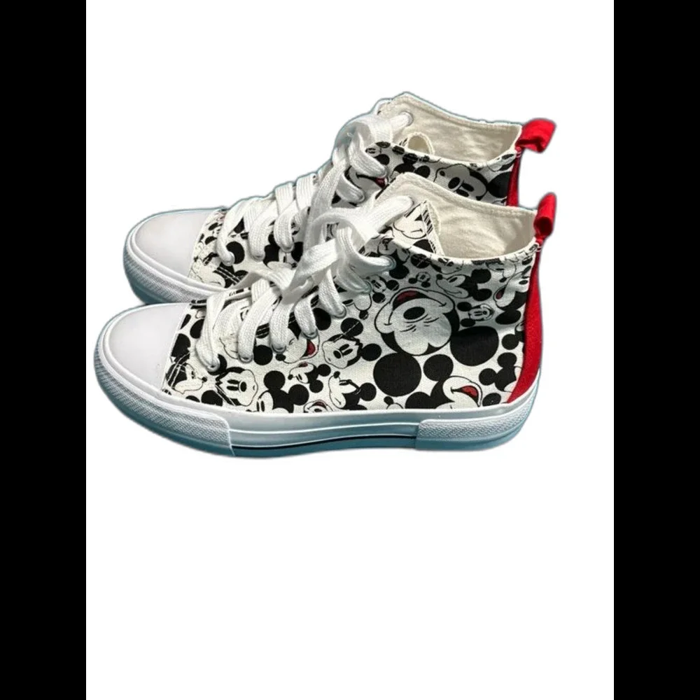 Disney Mickey Mouse High-Top Sneakers White/Black Women's Size 8 EUR 39.5 NWOT